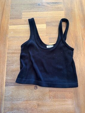 Cotton On Black Ribbed Cropped Tank Top